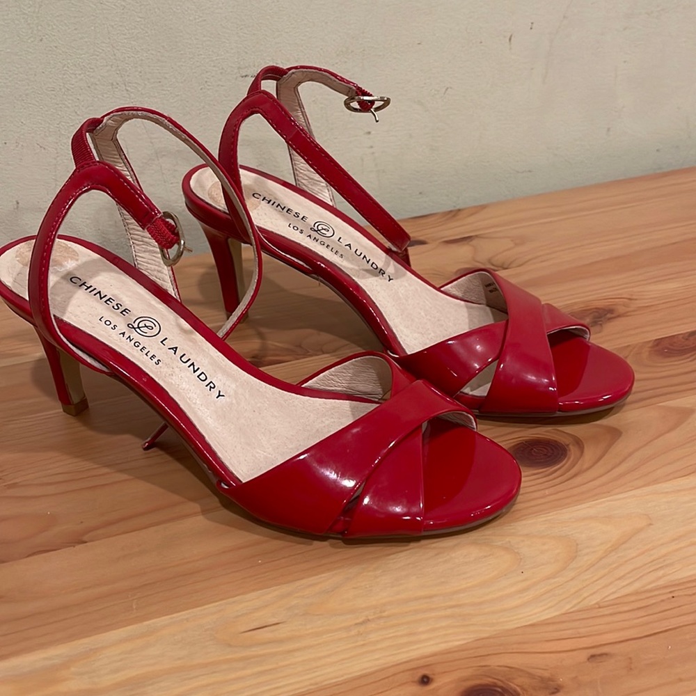 Chinese Laundry Red Patent Leather Heeled Shoes Size 6.5